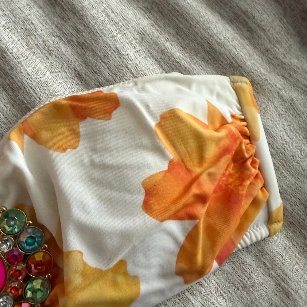 VS Floral Orange and White Strapless Bikini Top - Picture 4 of 8